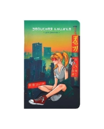 Записная книжка д/девочек арт.410038 МЕГАПОЛИС(130х210мм, 56л,крепление-скрепка,обложка- Софт тач с выбор.УФ-лаком, блок - линия, в две краски, белый 