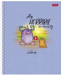ТЕТРАДЬ ОБЩАЯ А5, 48Л, HATBER «УТРО ДОБРЫМ НЕ БЫВАЕТ», ЛИНИЯ, СПИРАЛЬ, МЕЛОВАНЫЙ КАРТОН, АССОРТИ