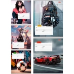 TM"Profit" Тетрадь КЛЕТКА 12л. МИКС-4282 (12-4282) цвет. мелов.обл.,5 диз в сп