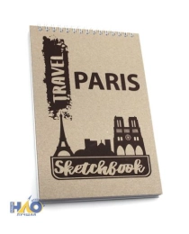 Скетчбук А5 60л. на гребне,обложка крафт-картон, блок - без линовки 6С31