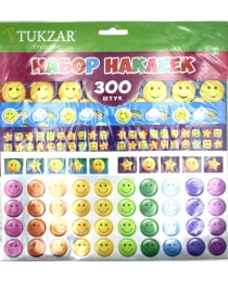 Набор наклеек СМАЙЛЫ, 5 листов, 300 шт, 22х27 см TZ 11626
