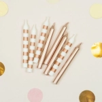 MС Свечи Ассорти Rose Gold & White в полоску 8шт 8см