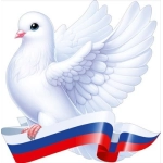 Украшение на скотче "Голубь правый с/с" (голубь, лента триколор)