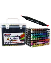 ART MARKER "ASMAR ( скетчмаркер)  двухсторонние 80 цветов, пулевидный и скошенный наконечник AR-980-80