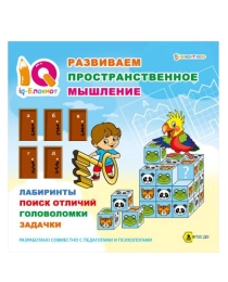 "IQ-блокнот" РАЗВИВАЕМ ПРОСТРАНСТВЕННОЕ МЫШЛЕНИЕ (РТ-1675) 32стр,бл.офс100г,обл цел к190-200г,скр