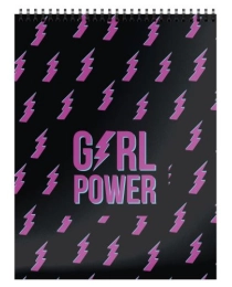 БЛОКНОТ SCHOOLFORMAT «GIRL POWER», А6, 40Л, КЛЕТКА, СПИРАЛЬ, ПОЛНЫЙ УФ-ЛАК