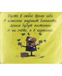 Виниловый магнит "Пусть в любое время года в кошельке шуршат банкноты"(пакетик с европодвес.) Т-3331