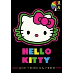 КАРТОН ЦВЕТНОЙ, НЕМЕЛОВАННЫЙ, ОДНОСТОРОННИЙ, А4, 8 Л, 8 ЦВЕТОВ CENTRUM &laquo;HELLO KITTY NEON&raquo;, В ПАПКЕ,