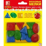 МЕЛ ВОСКОВОЙ, (16ШТ.), ЛУЧ &laquo;ГЕОМЕТРИЧЕСКИЕ ФИГУРЫ&raquo;, 4 ЦВЕТА, ФИГУРНЫЙ, ЕВРОПОДВЕС