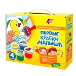 КРАСКИ ПАЛЬЧИКОВЫЕ, С АКСЕССУАРАМИ "ПЕРВЫЕ КРАСКИ МАЛЫША", ЛУЧ &laquo;КРОХА&raquo;, 4 ЦВЕТА, 40 МЛ, КАРТОННАЯ КО