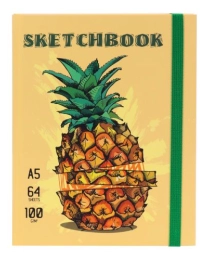 Скетчбук А5 Soft Touch Pineapple (7БЦ, 64 л, 100 г, на резинке) C64-1556