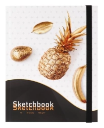 Скетчбук А5 Golden Fruit (7БЦ, мат лам., 40 л, на резинке, 100г ) С40-3056