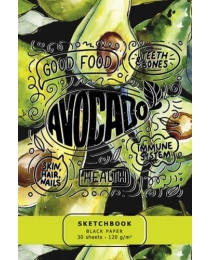 097644 Скетчбук 30 А4 Гребень S Спелый авокадо (бумага чёрная 120 г/кв.м)  Премиум 4+0+Ламинация (Софт тач)+УФ выбороч (30, 5 )