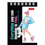 БЛОКНОТ HATBER &laquo;ZOOMER-GIRL&raquo;, А7, 40Л, БЕЗ ЛИНОВКИ, СПИРАЛЬ, РИСУНОК, АССОРТИ