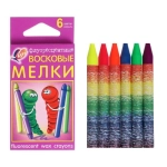 НАБОР ЦВЕТНЫХ ВОСКОВЫХ КАРАНДАШЕЙ, (6ШТ.), ЛУЧ, 6 ЦВЕТОВ, ШЕСТИГРАННЫЙ, ЕВРОПОДВЕС, ФЛУОРЕСЦЕНТНЫЕ