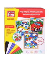 Раскр пластил Весёлый транспорт, 3 карт 19,5х22,5см. ТМ Let`s Play