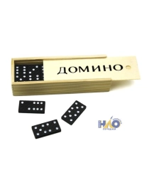 Домино (пластиковые фишки) в деревянной коробке 14x5 см P00070 М