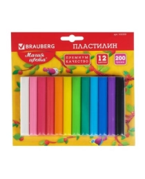 Пластилин классический BRAUBERG, 12 цветов, 200 г, высшее качество (Таиланд), блистер, 103350