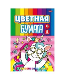 TM"Profit"НАБОР ДЛЯ ДЕТ.ТВОР.Бумага цветная   8л. двухст МЕЧТАТЕЛЬНЫЙ ЕДИНОРОГ (08-9318)8,8ц166х240