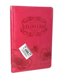TМ"Collezione"ЗАПИСНАЯ КНИГА  А5 144л. БУТОНЫ ЦВЕТОВ, РОЗОВАЯ-2 (144-5838) кожзам,тиснен,бл в точку