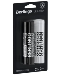  Клей-карандаш Berlingo "Monochrome", 21г, 2шт., блистер