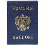 Обложка для паспорта ДПС, ПВХ, тиснение "Герб", синий 2203.В-101