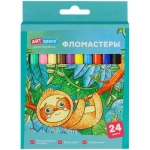 Фломастеры ArtSpace "Милые зверушки", 24цв., смываемые, картон, европодвес WP24_26940