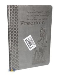 TМ"Collezione"ЗАПИСНАЯ КНИГА  А5 144л. ЛОШАДЬ НА СВОБОДЕ, СЕРАЯ-1 (144-5778) кожзам,тисн,бл в точку