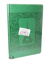 TМ"Collezione"ЗАПИСНАЯ КНИГА  А5 144л. ЭЙФЕЛЕВА БАШНЯ, ЗЕЛЕНАЯ-2 (144-5773) кожзам,тисн,бл в точку