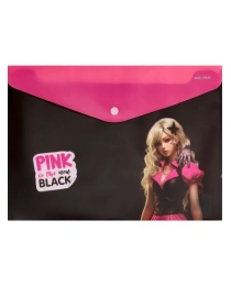 Папка-конверт на кнопке А4, 180мкм, PINK&BLACK (ПК-2855) кратно 12