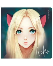 Записная книжка 170*170мм 40л. на скрепке MESHU "Neko", soft-touch ламинация, тиснение фольгой, блок без линовки, 80г/м2