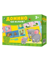 Домино. Чей малыш. 28 фишек (двухсторонние). ГЕОДОМ Слоник 00001