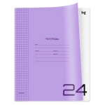 Тетрадь 24л., клетка BG "UniTone. Neon", пластиковая обложка, неон сиреневый