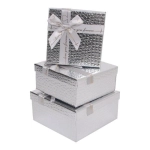 Коробка/набор из 3 шт. Квадрат Серебряный с лентой 19,5*19,5*9,5см 36 т.м. Коробка/набор из 3 шт. Квадрат Серебряный с лентой 19,5*19,5*9,5см 36 т.м.