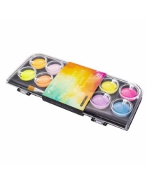 Акварель Yalong меловая 12 цветов, неоновая, с кистью, пластиковая упаковка, "Color" YL212231-12