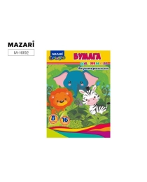 Набор цветной бумаги 16 л., 8 цв., двусторонняя,205*270 мм, офсетная обложка,блок 43 г/м2 M-16192